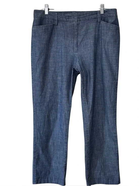 Lands’ End Mid Rise Slim leg 100% cotton flat front pants. Women’s 10 - Picture 1 of 5